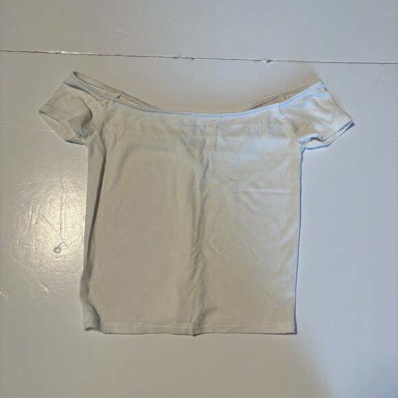 American Eagle Soft and Sexy Ribbed Cropped T-Shirt White Size Small - Picture 5 of 7